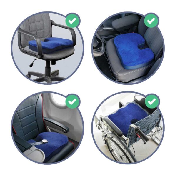 casimum® orthopädisches Sitzkissen ist ideal für den Bürostuhl, den Autositz, Flugzeugsitz und Rollstuhl.